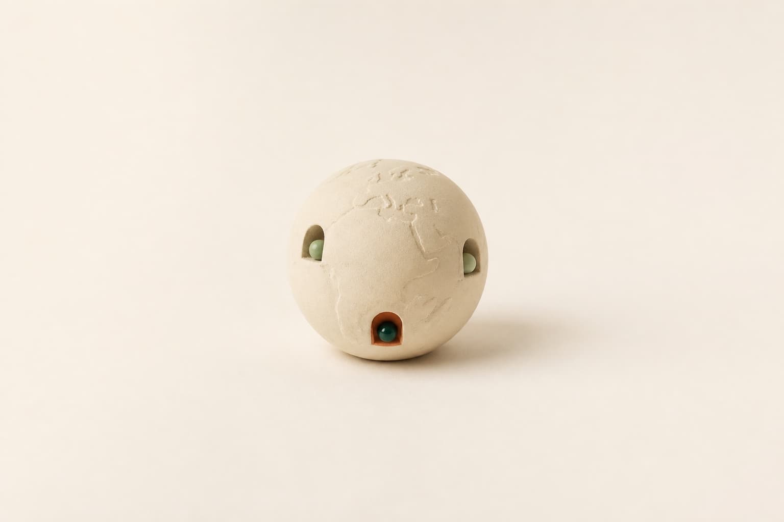 A minimalist globe placing production near a destination