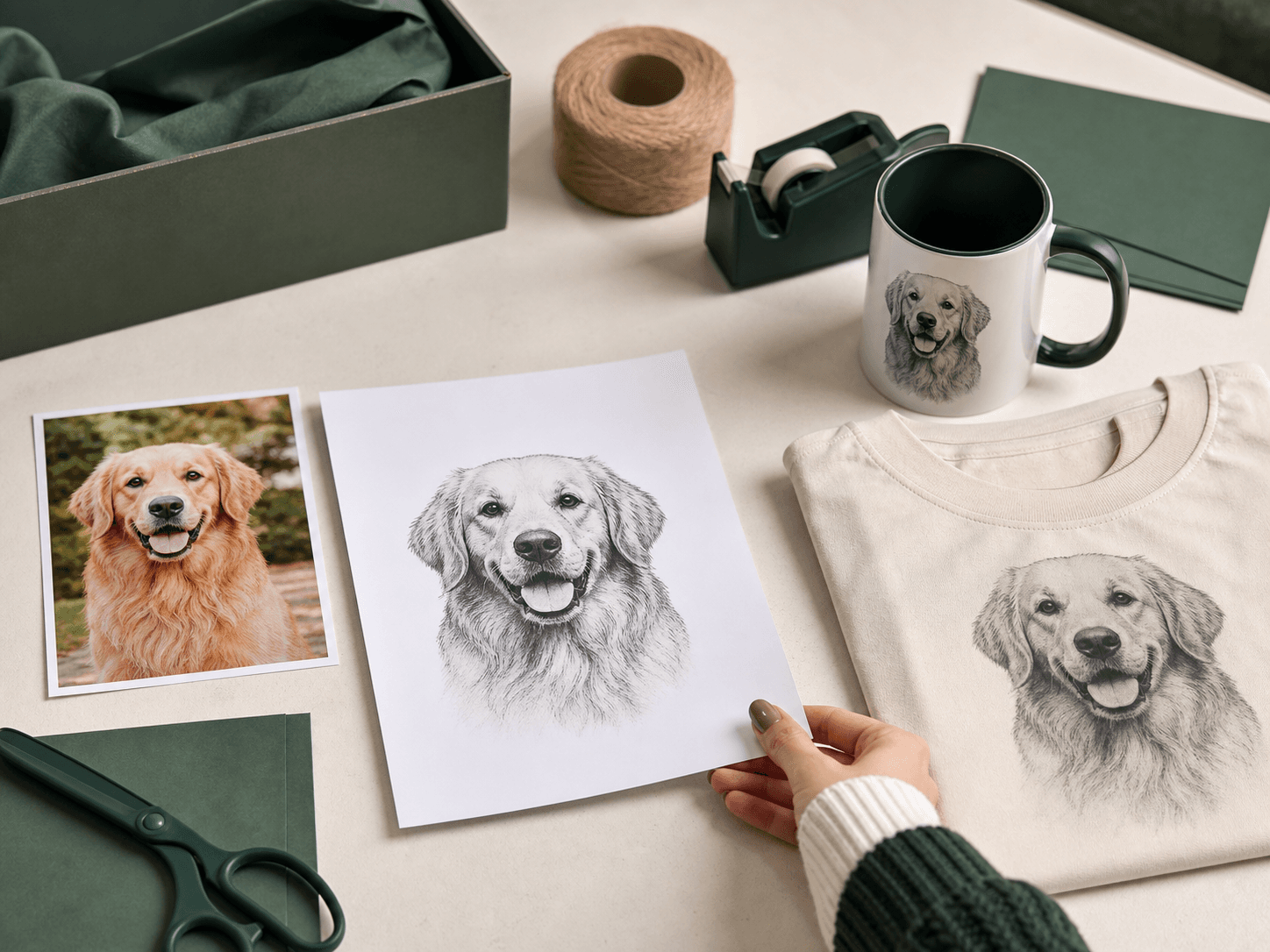 A buyer pet photo becoming a proof and production-ready personalized products